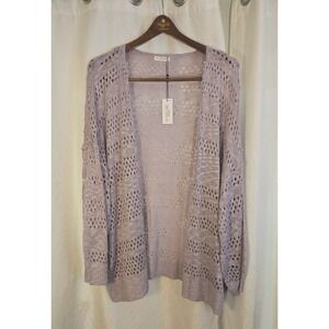 In'Voland‎ Women's Open Knit Lilac Sweater 22W Lagenlook Style